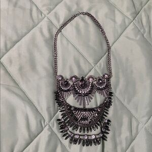 Aldo Intricate Silver Necklace with Gemstones and Crystals